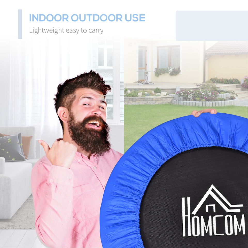 image 1 of HOMCOM 91cm Fitness Trampoline Exercise, Max Load 100 KG, Blue Black