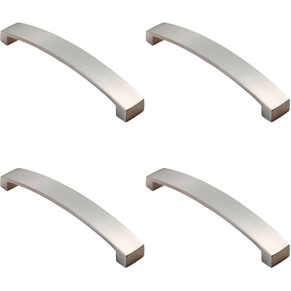 Loops 4x Flat Curved Bow Pull Handle 238 x 25mm 224mm Fixing Centres Satin Nickel in Metallics