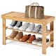 image 1 of COSTWAY 3-Tier Bamboo Shoe Bench Shoe Organizer Entryway Natural | Multi