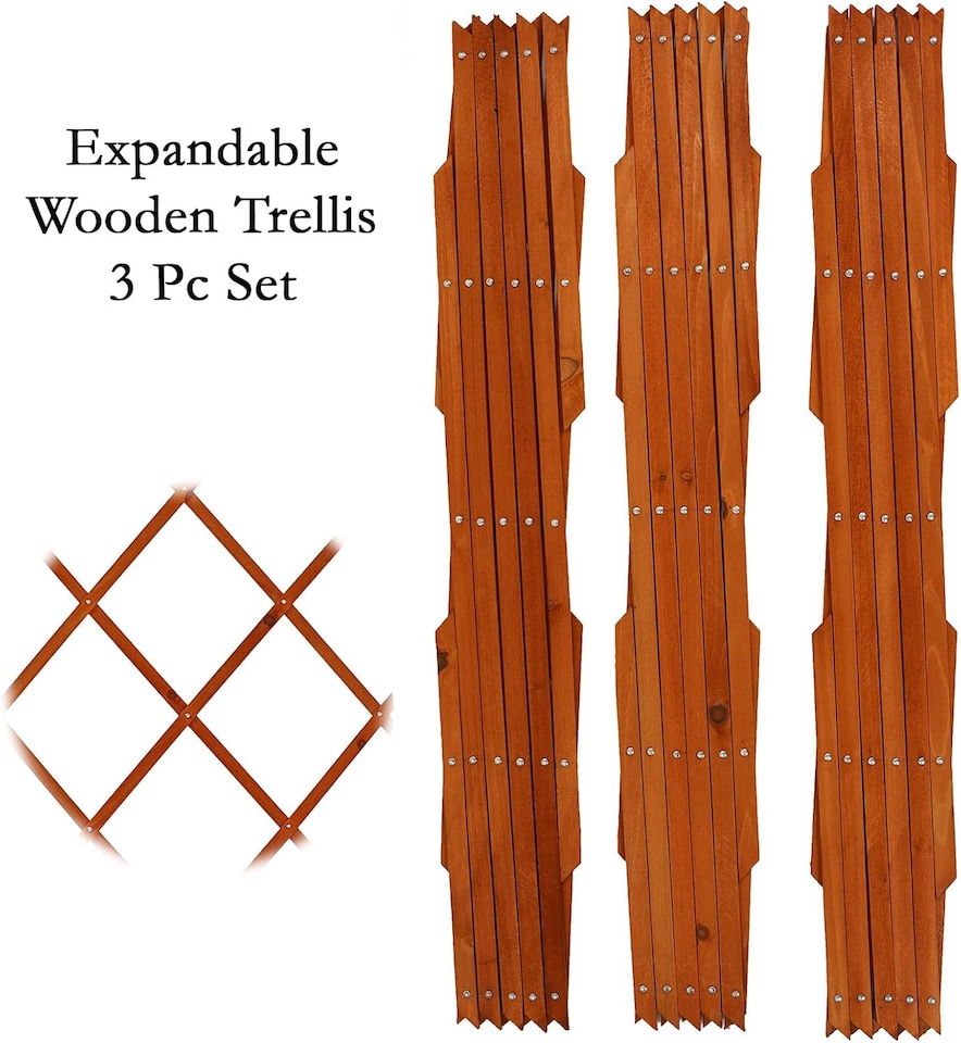 image 1 of Actiasgear 5ft Wooden Expandable Trellis | 3pcs Garden Fence & Plant Support Panels