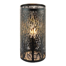 Unique and Modern Matte Black Metal Forest Design Table Lamp with Cable Switch | Black