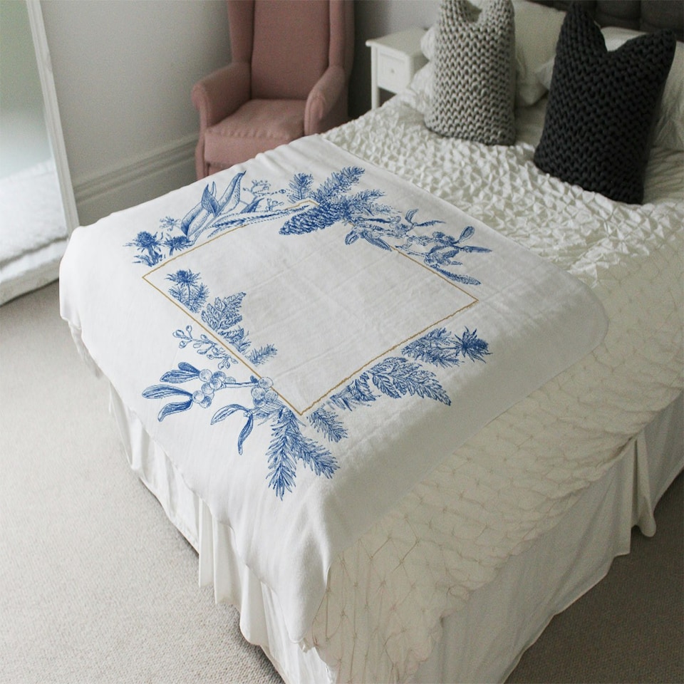 image 1 of Christmas holiday frame with pine branches (Blanket)