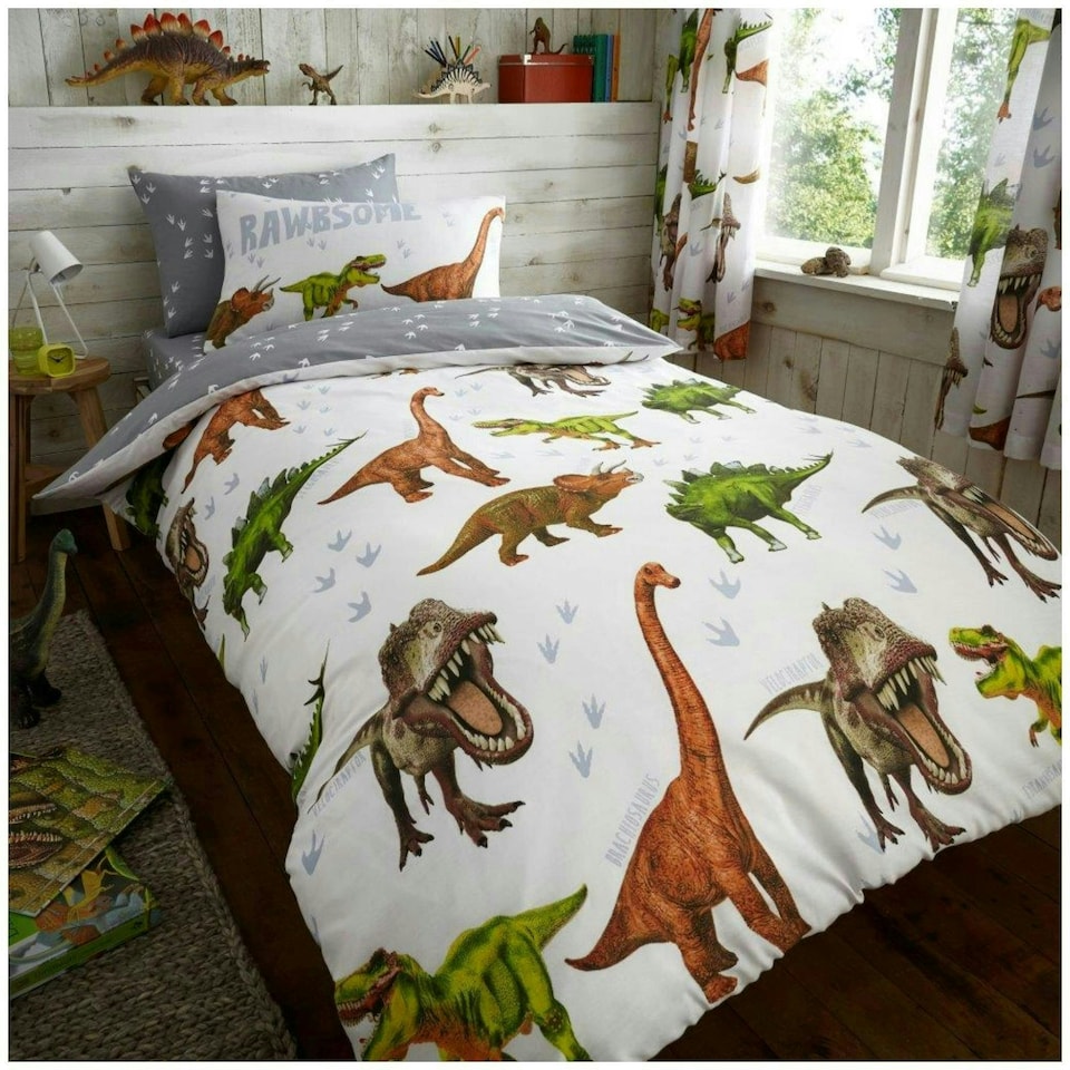 image 1 of VELVETIO Dinosaur Duvet Cover Set Soft Polycotton Kids Beddings Multi | Single