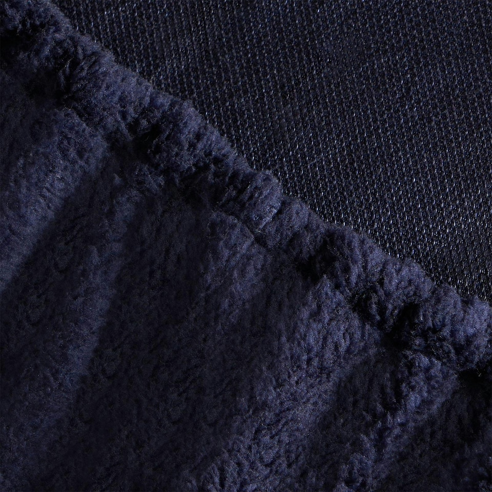 image 1 of OHS Reversible Soft Teddy Fleece Duvet Cover and Pillowcase Bedding Set, Single - Navy Blue/Grey