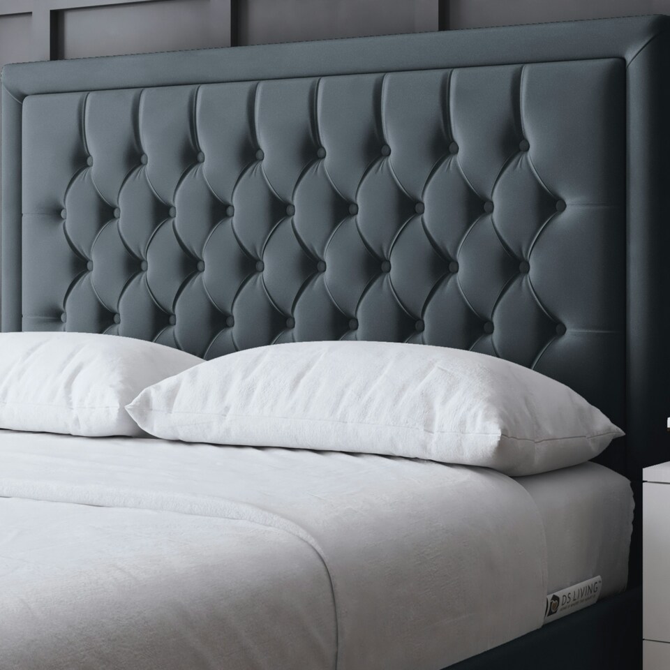 image 1 of Allegra Divan Bed with Upholstered Headboard - Grey (Steel) - Super King / 6ft