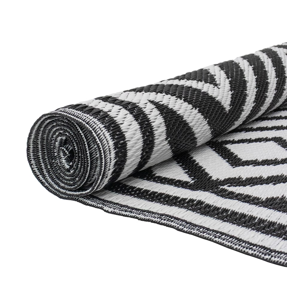 image 1 of JVL Lightweight Reversible Outdoor Rug – Tile Pattern, Plastic Woven, 150 x 210 cm