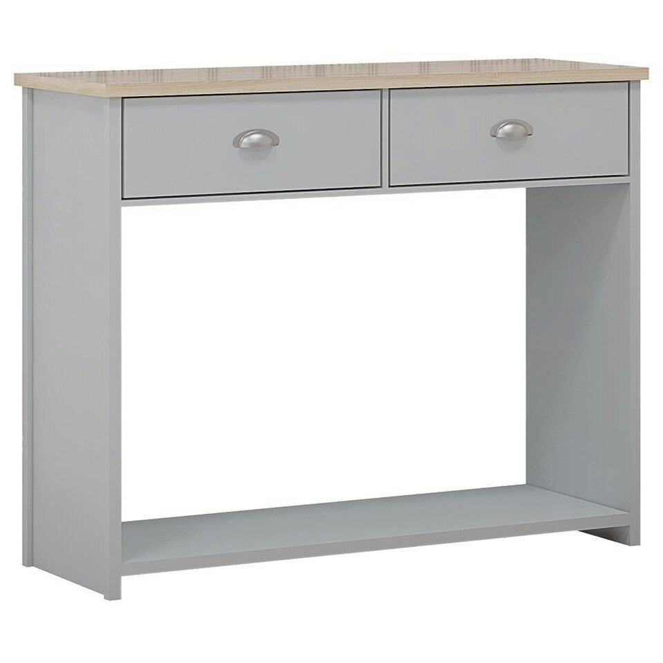 image 1 of Westbury Farmhouse 2 Drawer Hallway Console Table - Matt Grey & Light Oak Grey