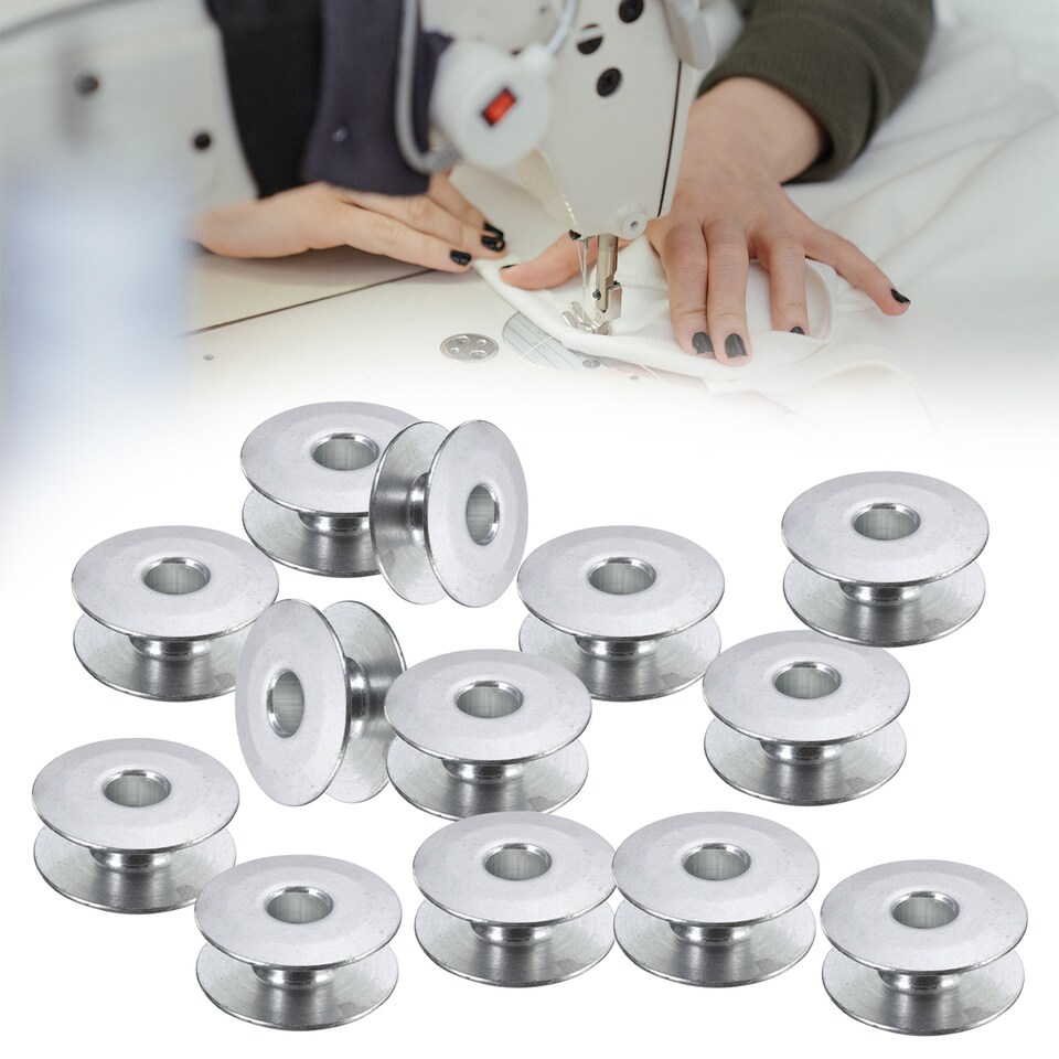 image 1 of Silver Sewing Machine Bobbin Spool Universal Fits for Sewing Machine