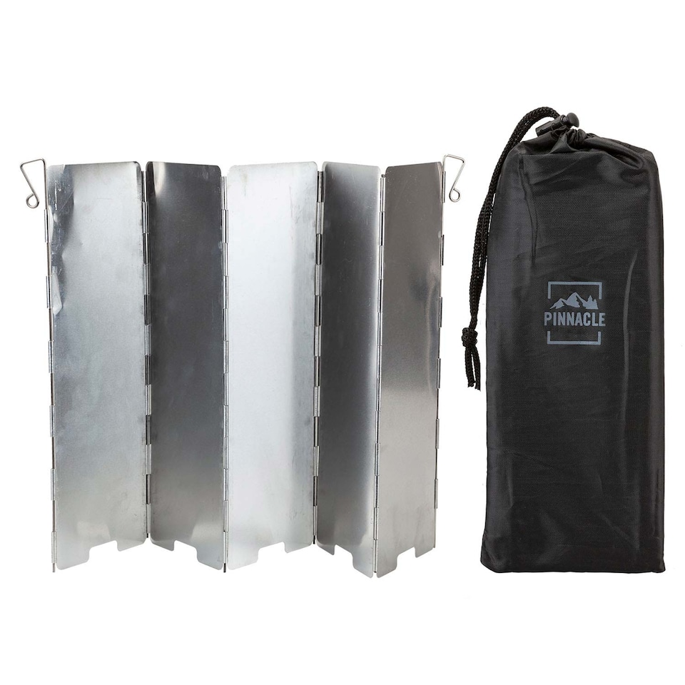 image 1 of vfm-estore Stove Shield 5-Panel Aluminium Cover - Ground-Pegged, Foldable Carry Bag Included