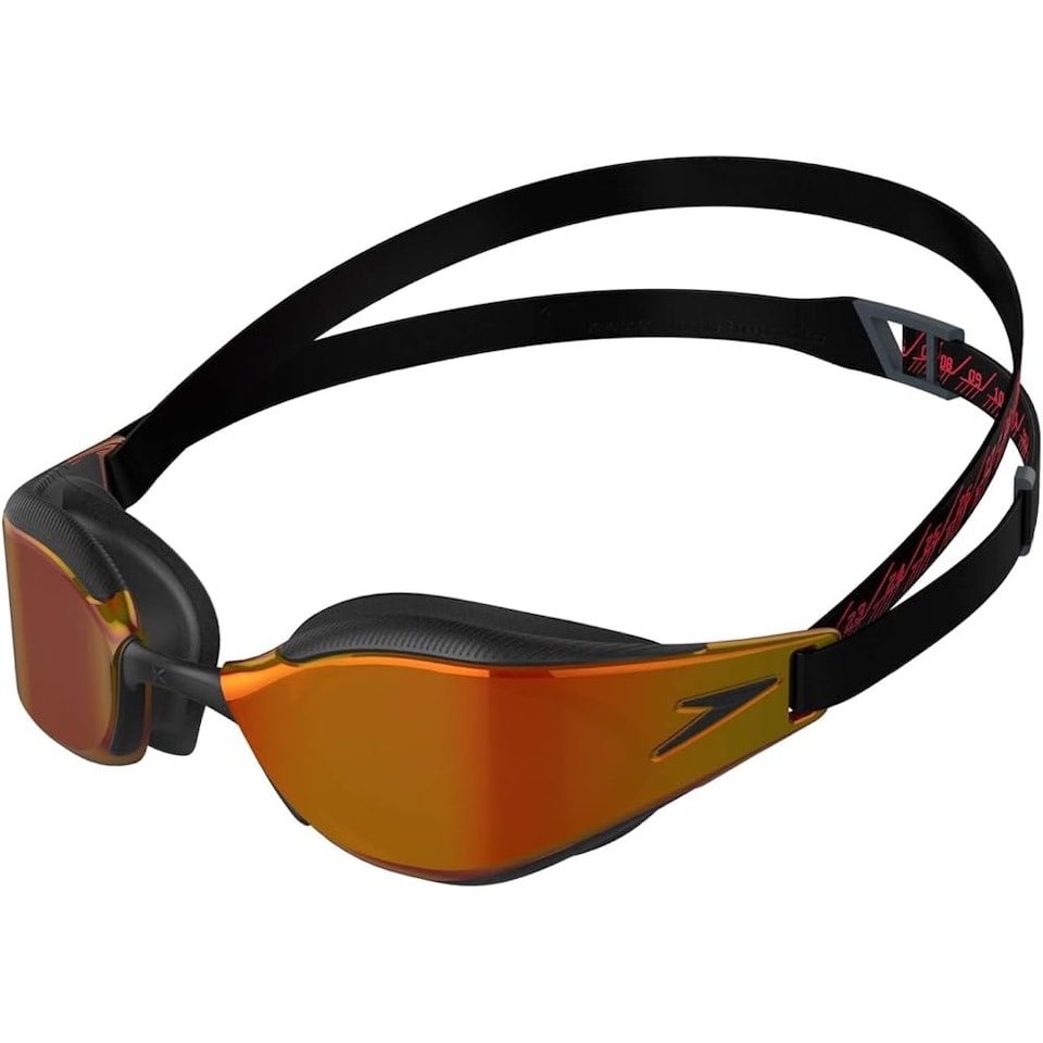 image 1 of Speedo Unisex Adult Fastskin Hyper Elite Swimming Goggles | Black | Black/Oxid Grey/Fire Red | One Size | 1