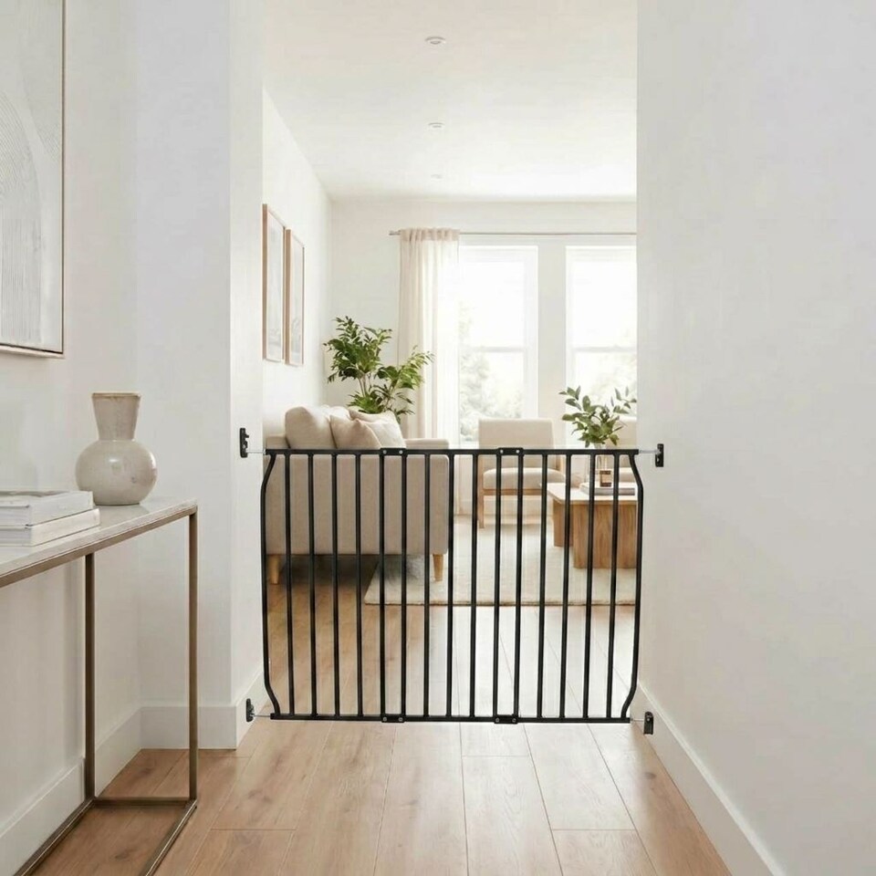 image 1 of Safetots Eco Screw Fit Baby Gate, Black, 70cm - 80cm, Stair Gate for Toddler and Baby, Screw Fit Safety Barrier