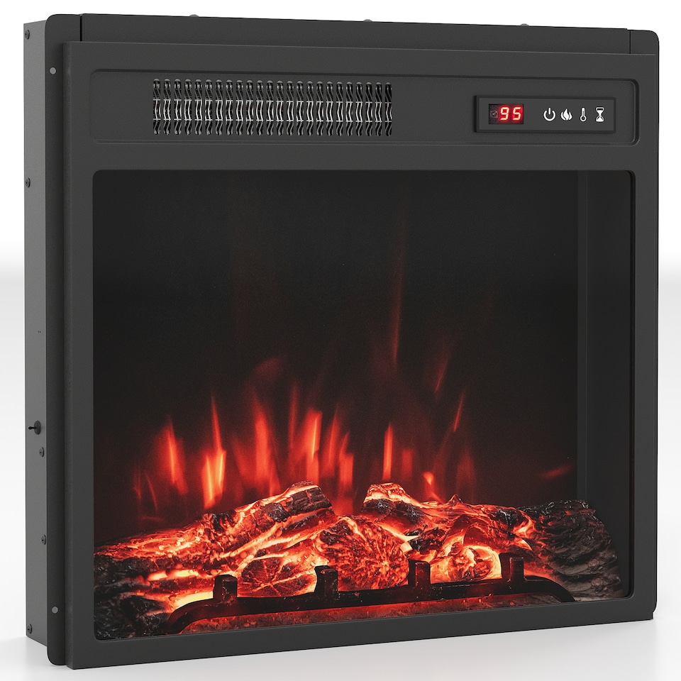 image 1 of COSTWAY Electric Fireplace Insert Fireplace Heater Black