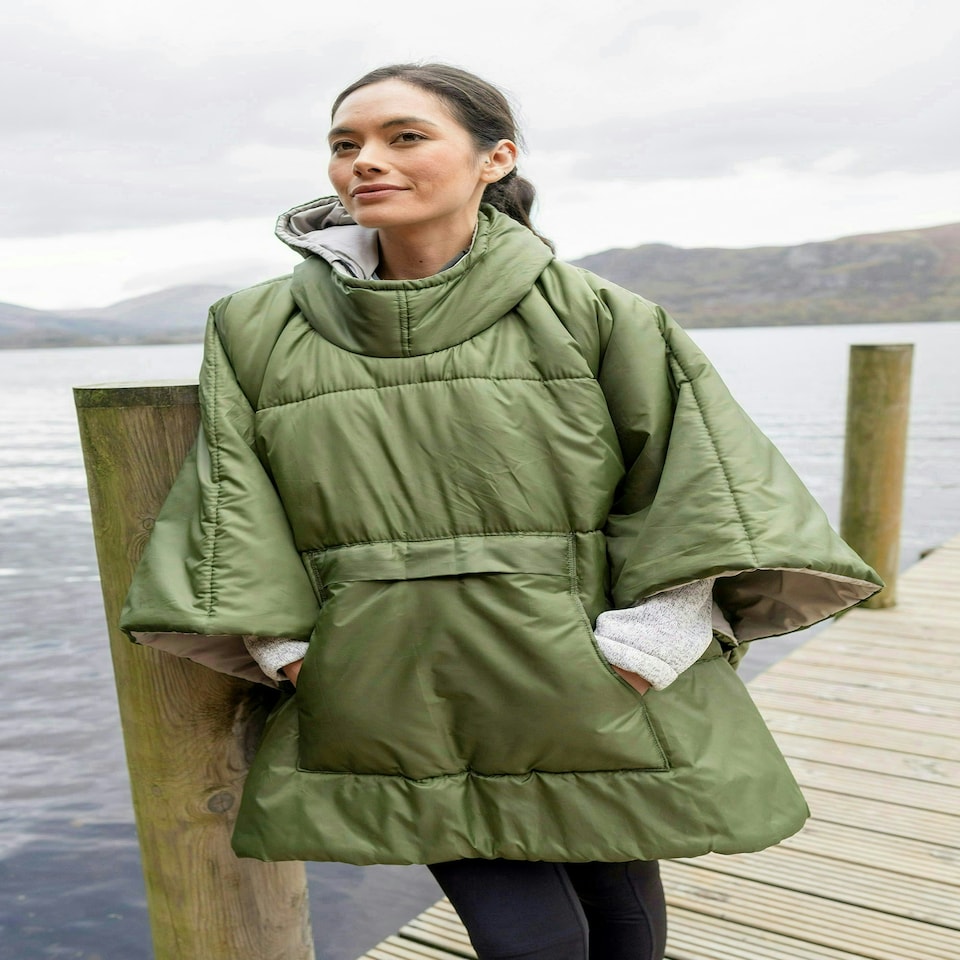 image 1 of Mountain Warehouse Wearable Blanket Unisex Hooded Warm Comfy for Camping Hiking Blue | Navy | One Size