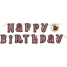 Unique Party Ladybird Party Happy Birthday Banner - Red - One Size