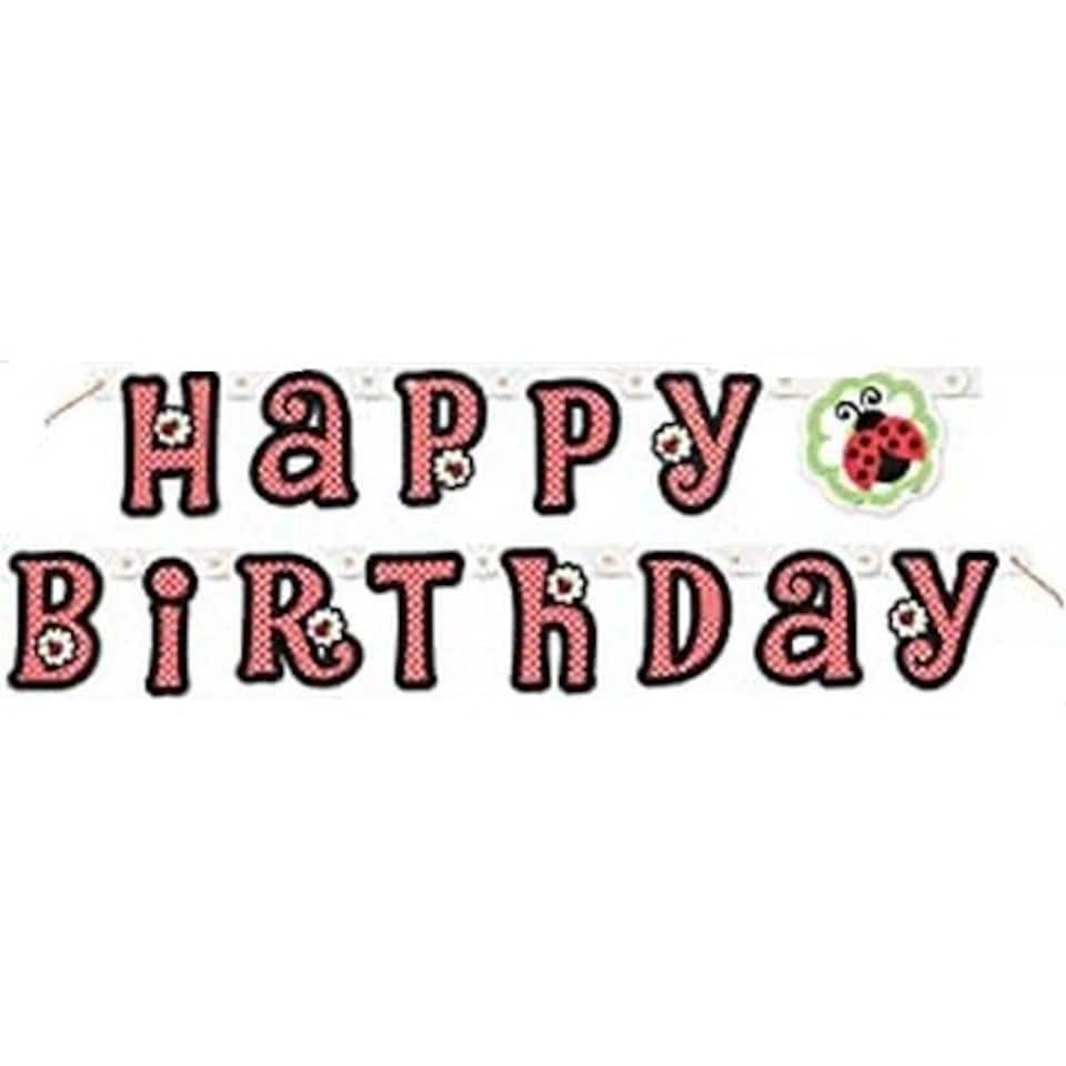 Unique Party Ladybird Party Happy Birthday Banner - Red - One Size