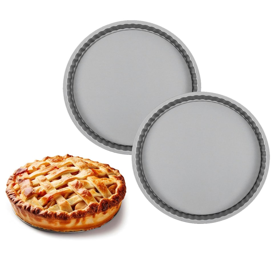 image 1 of 3 x Non-Stick Round Quiche Flan Tin (23.5cm) Ideal for Sweet & Savoury Bakes Grey