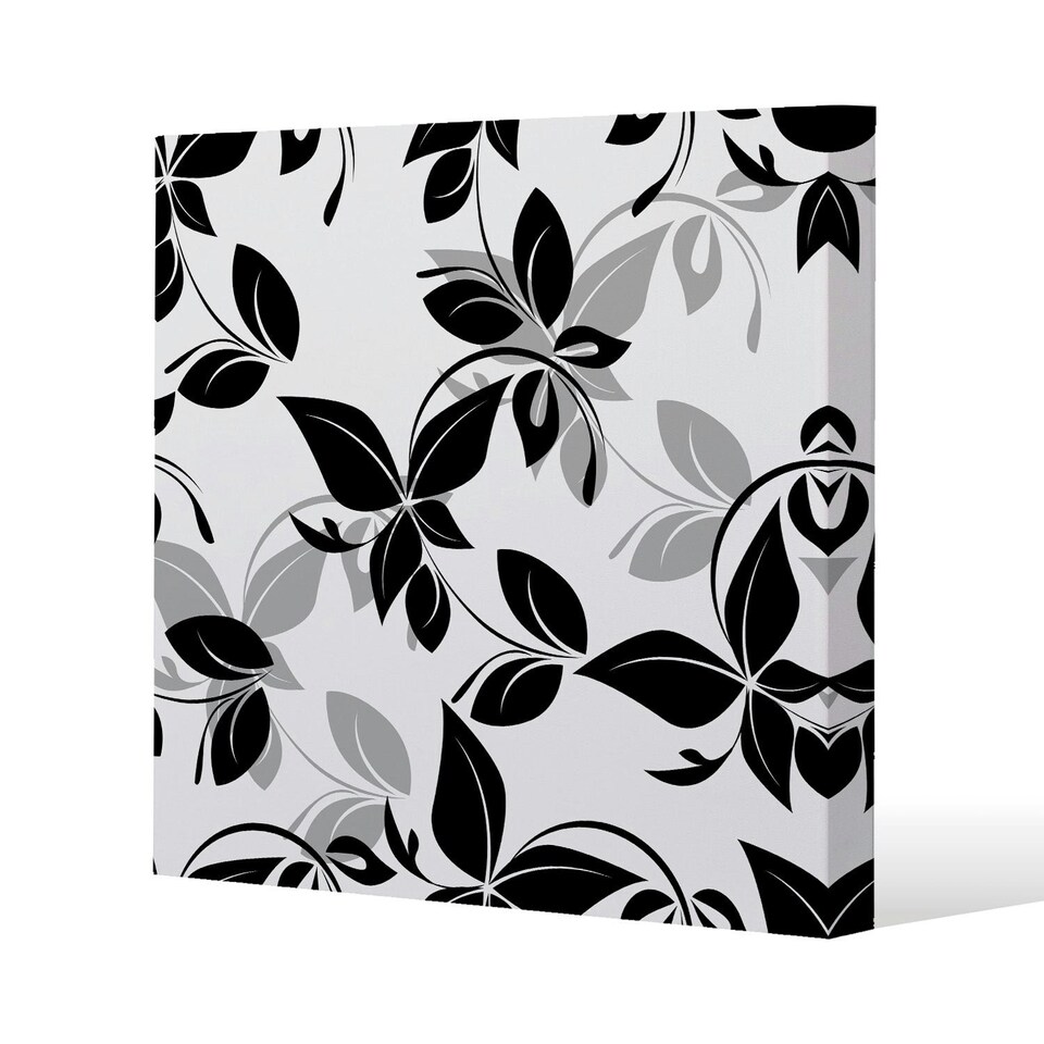 image 1 of Black & White Floral (Canvas Print) 61 x 61 x 4cm