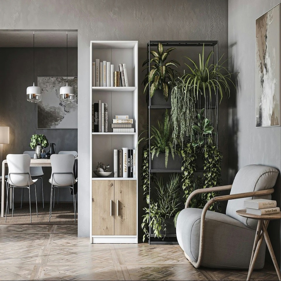 image 1 of Bookcase Klio White - Artizan Oak (2 boxes) White