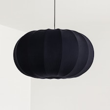 CGC Lila Navy Oval Ribbed Stretch Cotton Lampshade