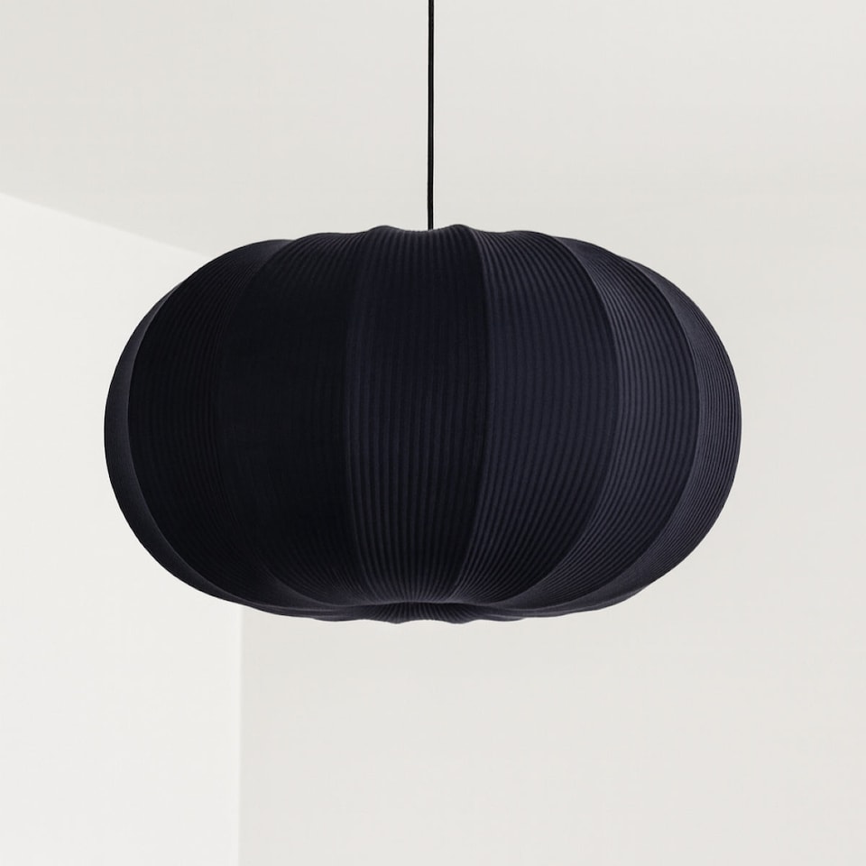image 1 of CGC Lila Navy Oval Ribbed Stretch Cotton Lampshade