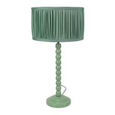 ValueLights Bobbins Sage Green Table Lamp Pleat Green Shade