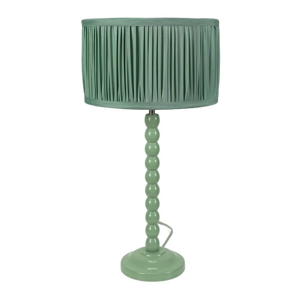 image 1 of ValueLights Bobbins Sage Green Table Lamp Pleat Green Shade