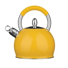 Interiors By Premier Elegant Yellow 2.4L Whistling Kettle, Retro Whistling Tea Pot, Stainless Steel Kettle, Whistling Tea Kettle