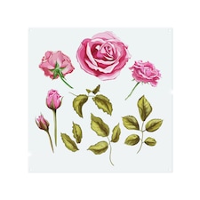 Roses & Leaves Splash Back | White