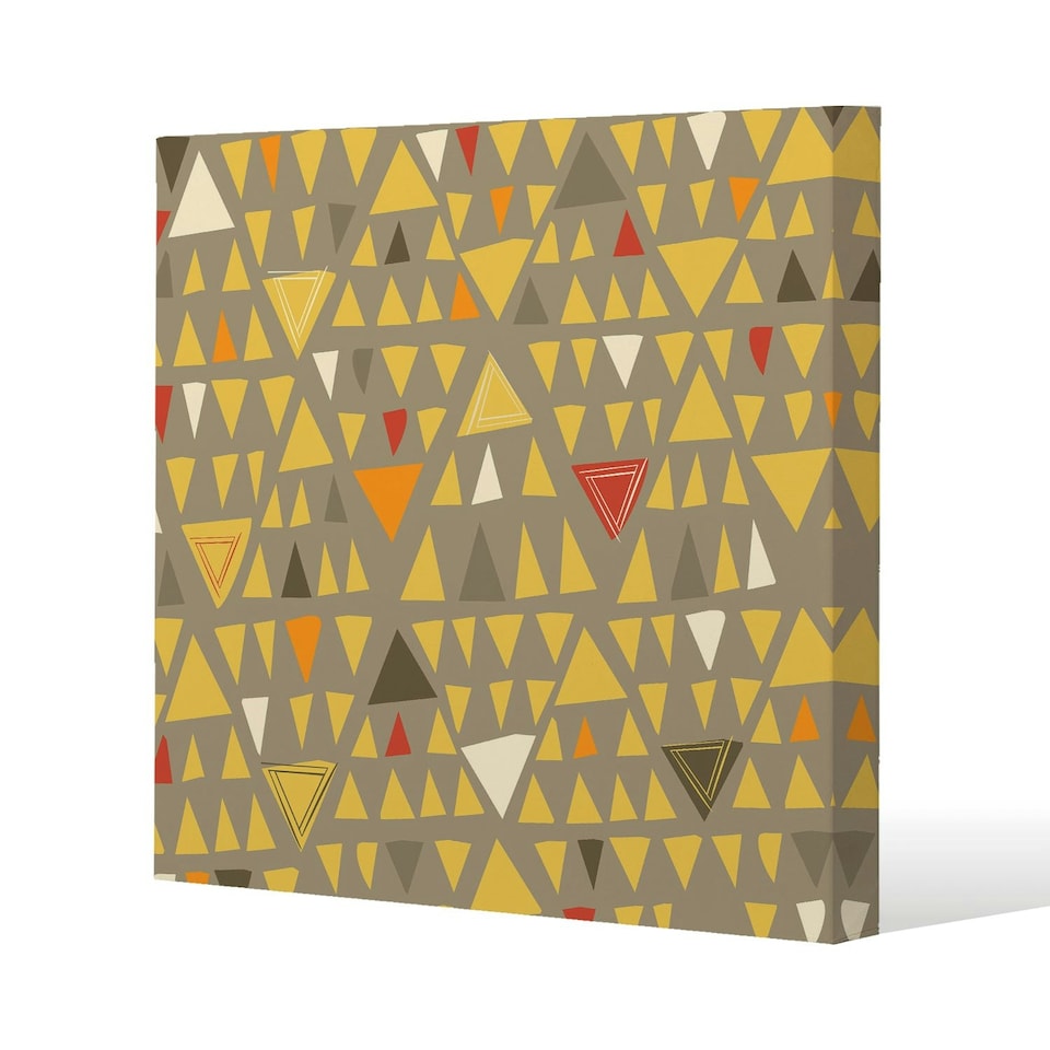 image 1 of Yellow Geometric Triangles (Canvas Print) | Cream