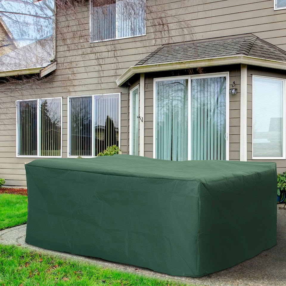 image 1 of Outsunny 205x145x70cm UV Rain Protective Cover For Garden Patio Rattan Furniture Green | 205cm x 145cm x 70cm