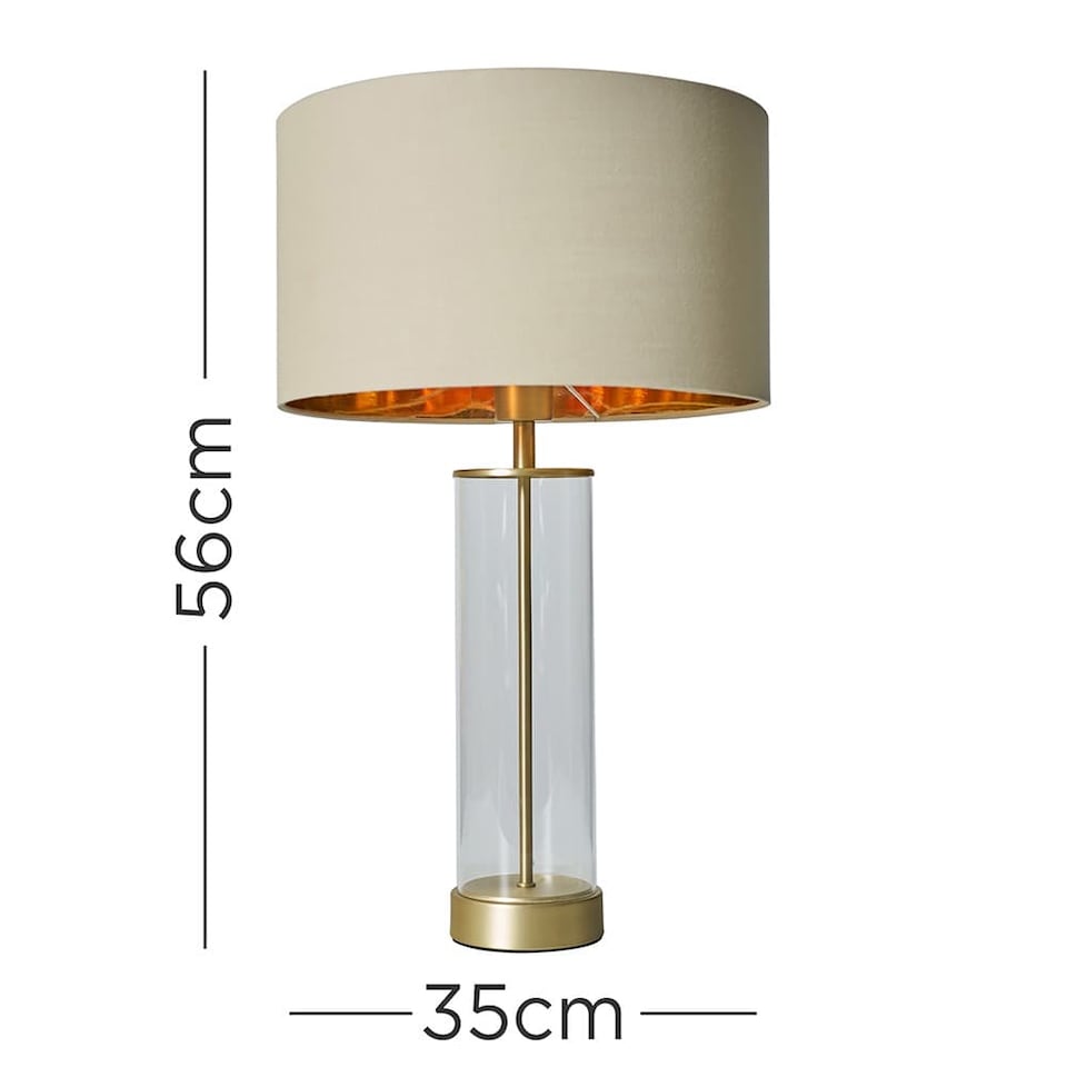 image 1 of ValueLights Balan Brushed Gold Table Lamp Beige Gold Shade and Bulb