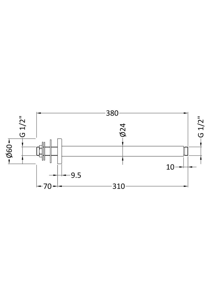 image 1 of Balterley Round Ceiling Mount Shower Arm | Black | Matt Black | 1