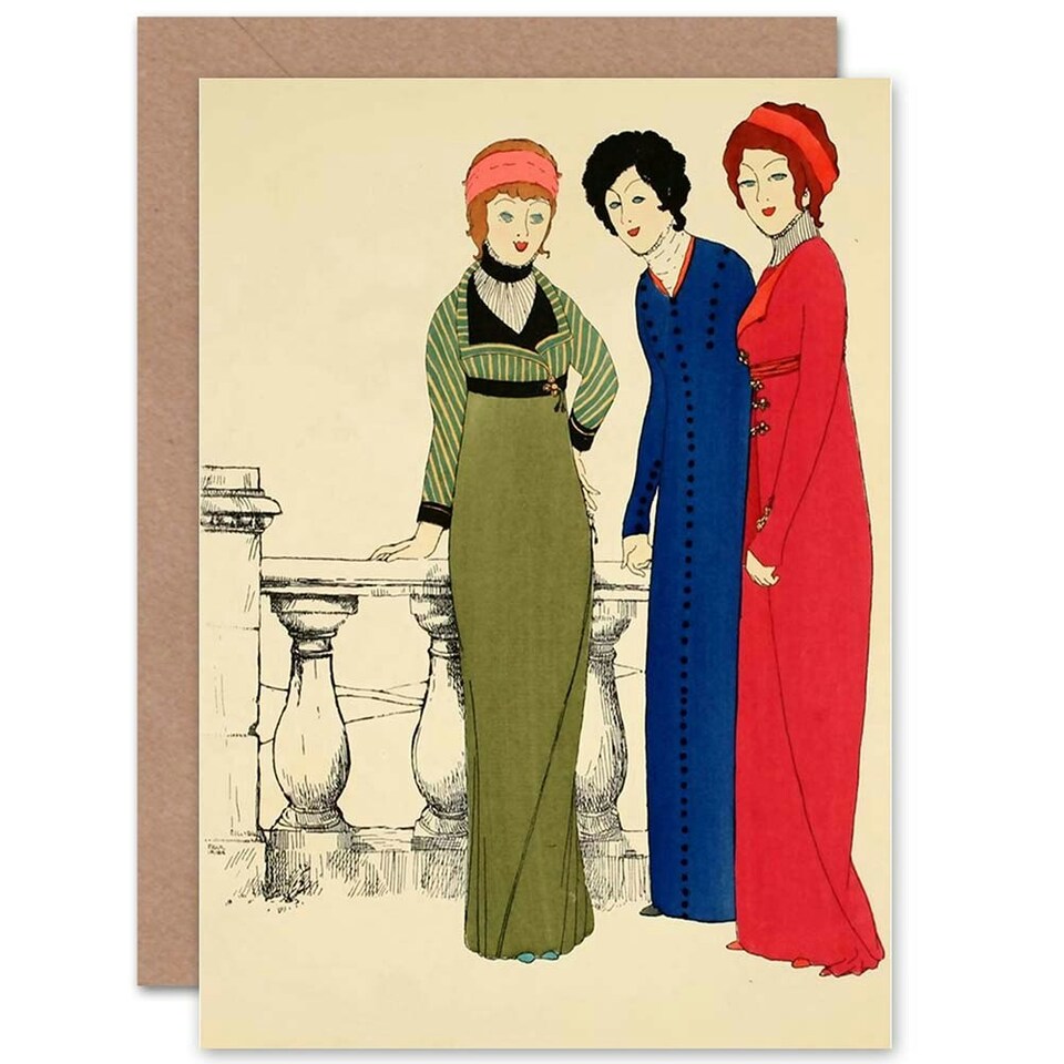image 1 of 1908 Les Robes De Paul Poiret Art Blank Just to Say Card