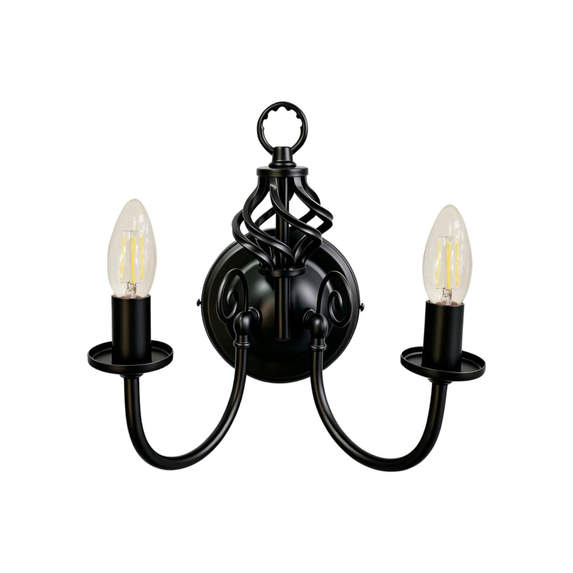 First Choice Lighting Barley Twist - Black Wall Light