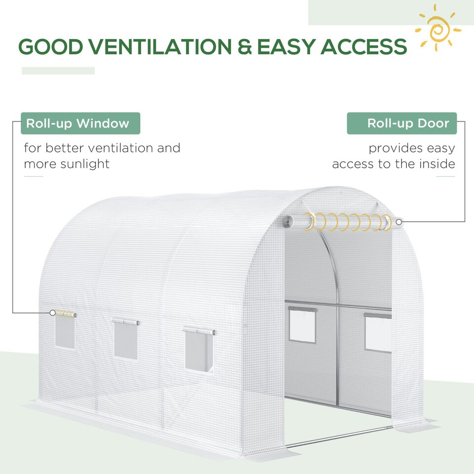 image 1 of Outsunny 3 x 2 x 2m Replacement Greenhouse Cover w/ Windows, White