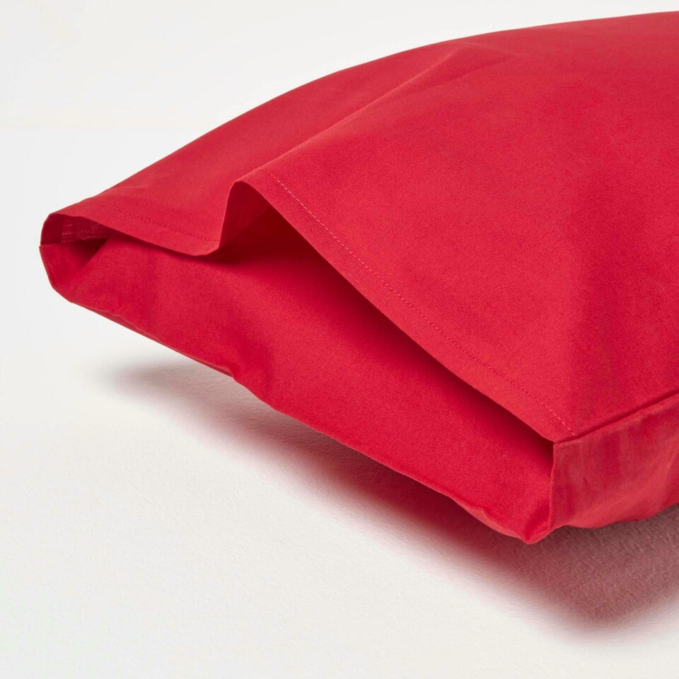 image 1 of Homescapes Red Cotton Kids Pillowcases 40 x 60 cm 200 Thread Count - 2 Pack Red