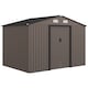 image 1 of Outsunny 9 x 6ft Metal Garden Shed, Outdoor Storage Tool House with Ventilation Slots, Foundation Kit and Lockable Double Doors, Brown