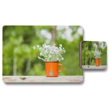 Forget Me Not Flowers Placemat & Coaster Set