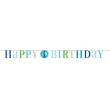 First Birthday Boy Blue Dots Cardboard Letter Banner 182cm