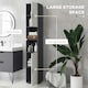 image 3 of kleankin Tall Bathroom Storage Cabinet with Soft Close Mechanism, Grey