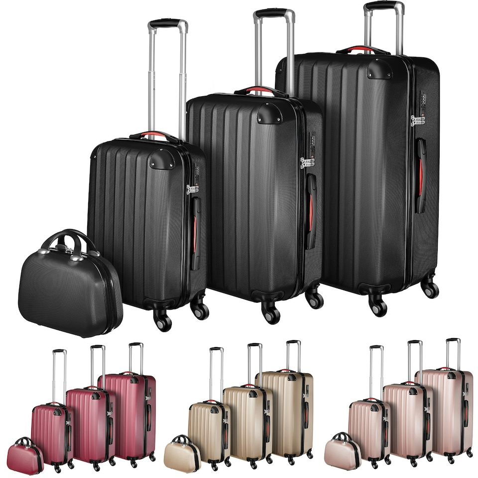 image 1 of Suitcase Set Pucci - 3 suitcases, beauty case, robust, hard-shell ABS plastic | Black | black | 1