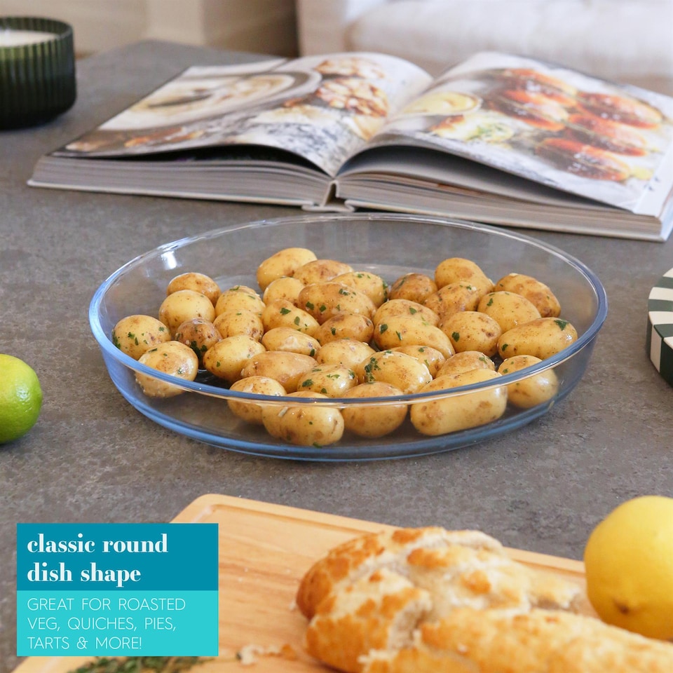 image 1 of Argon Tableware Round Glass Oven Dish - 32cm x 32cm | Clear | Clear | 32cm x 32cm