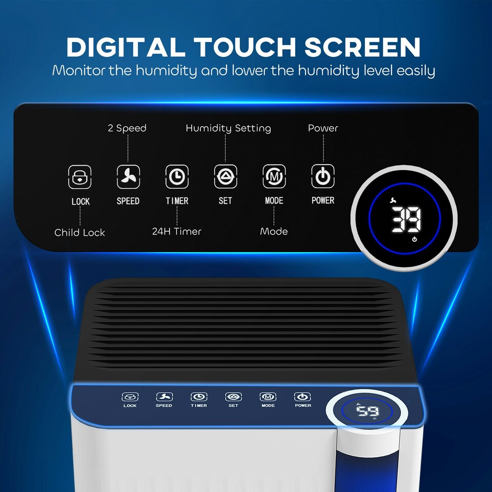 image 1 of HOMCOM 12L Dehumidifier with Filter, Auto Defrost, Children Lock, for Home