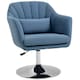 image 1 of HOMCOM Swivel Linen Fabric Accent Chair for Living Room Contemporary Vanity Armchair with Adjustable Height Thick Cushion Lumbar Support Armrest for Bedroom Office Blue