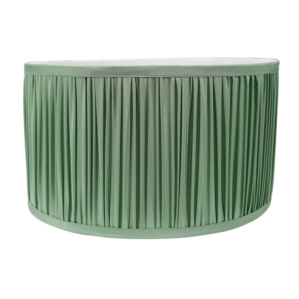 ValueLights Jess Fabric Ruched Pleated Ceiling Floor Table Large Drum Lamp Shade in Pale Green