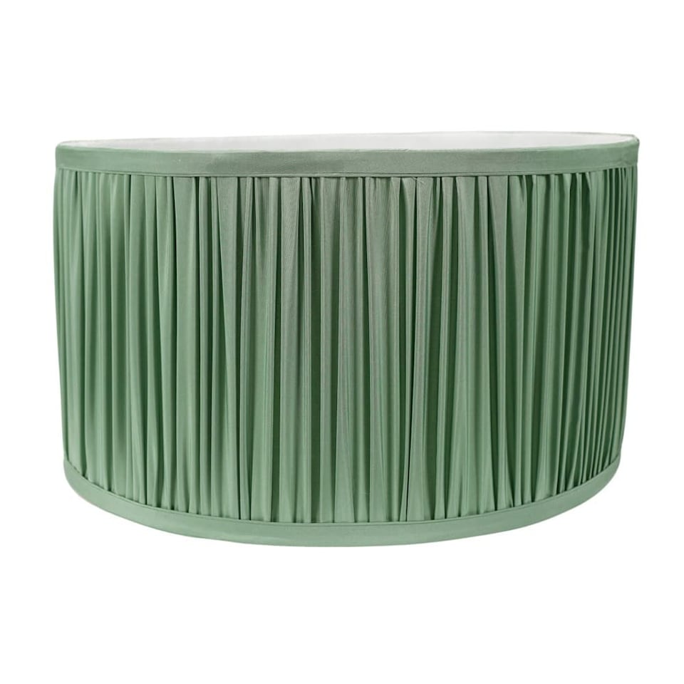 image 1 of ValueLights Jess Green Fabric Ruched Pleated Large Drum Shade