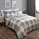 image 4 of OHS Denim Check Print Duvet Cover and Pillowcase Set, Single - Ochre Yellow