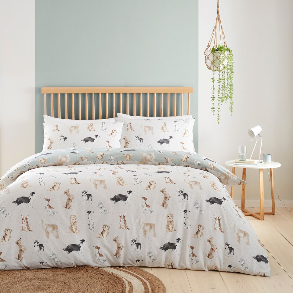 image 1 of Fusion Cute Dogs Duvet Cover Set Duck Egg