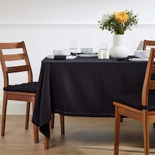 Homescapes Black Cotton Tablecloth - 178 x 300 cm Black