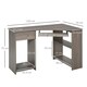 image 3 of HOMCOM L-Shaped Corner Computer Desk with 2 Shelves Worktop Grey